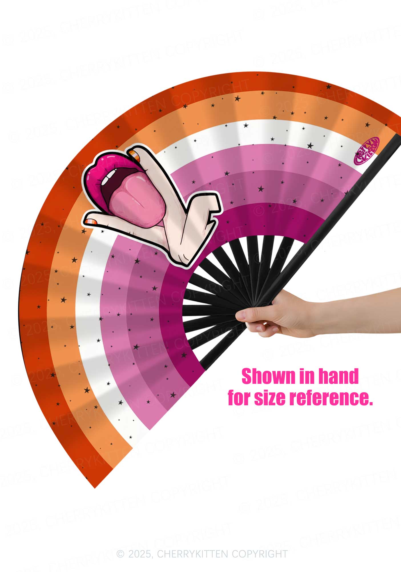 Lesbian Kissing Pride Y2K Rave Hand Fan Cherrykitten