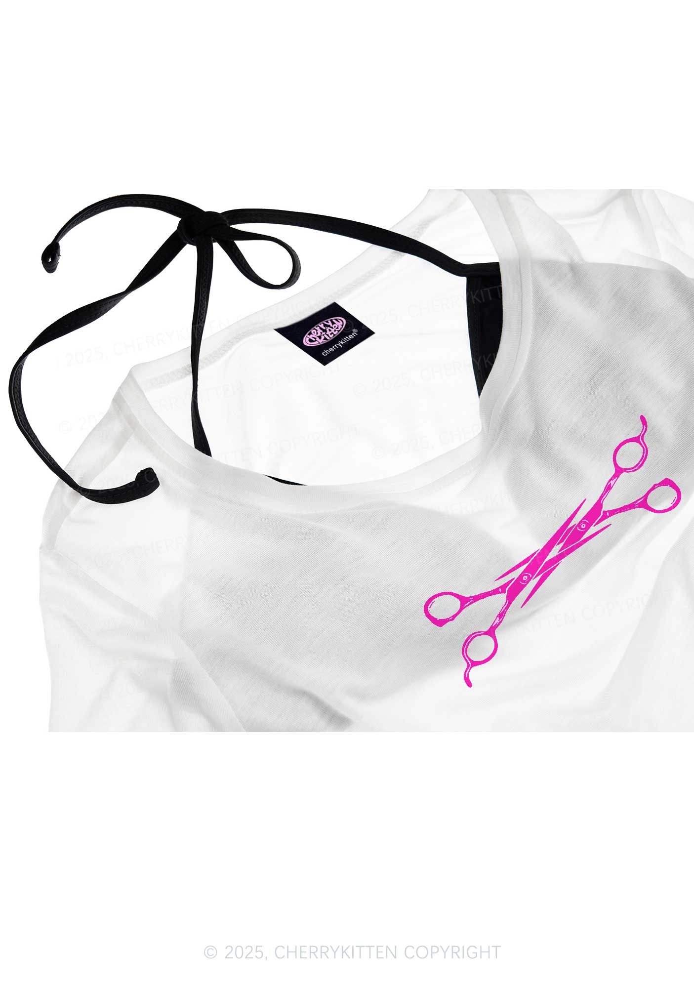 Pink Scissor Pride Y2K Sheer Crop Tee Cherrykitten