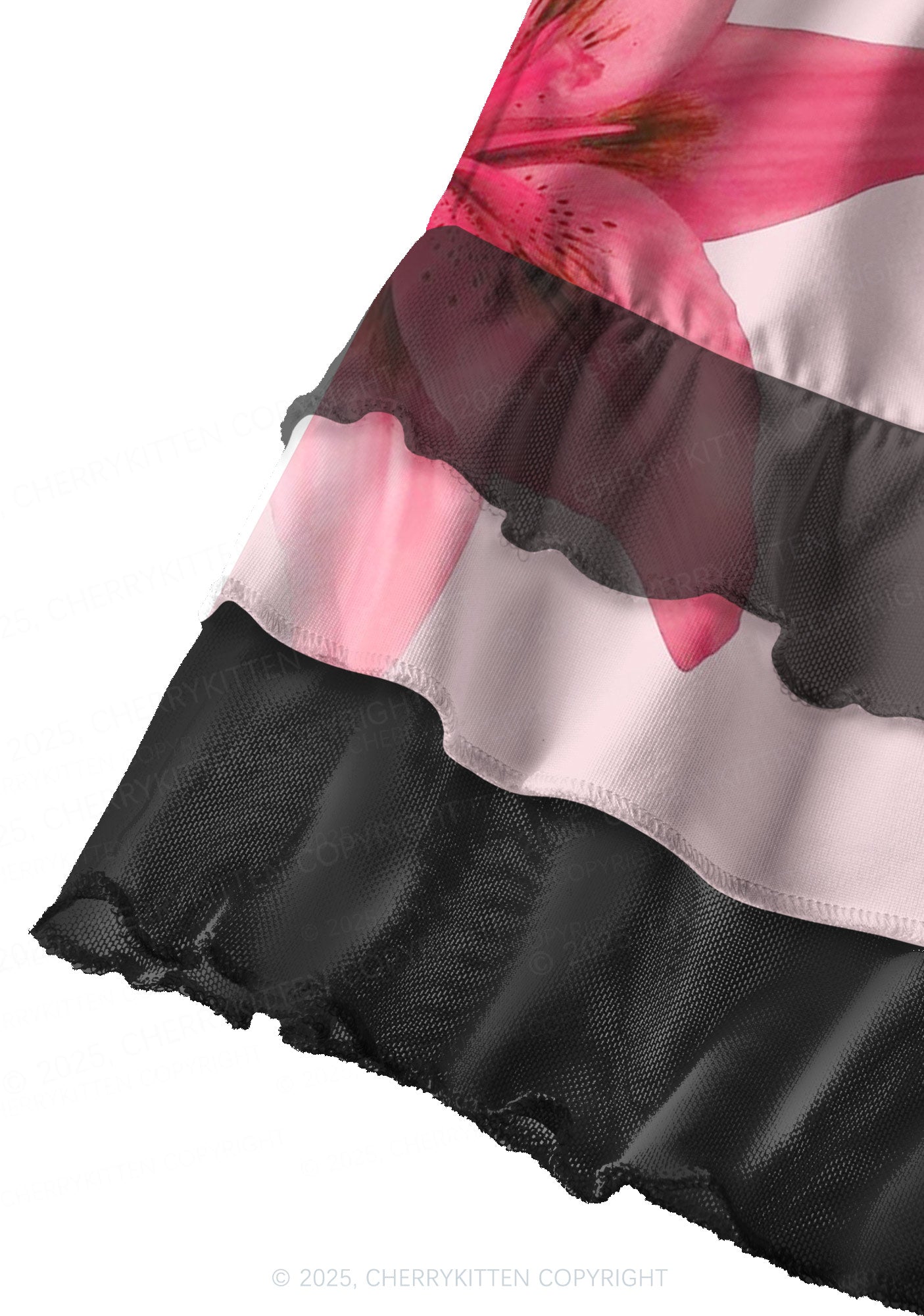 Pink Lily Y2K Print Mini Layered Skirt Cherrykitten