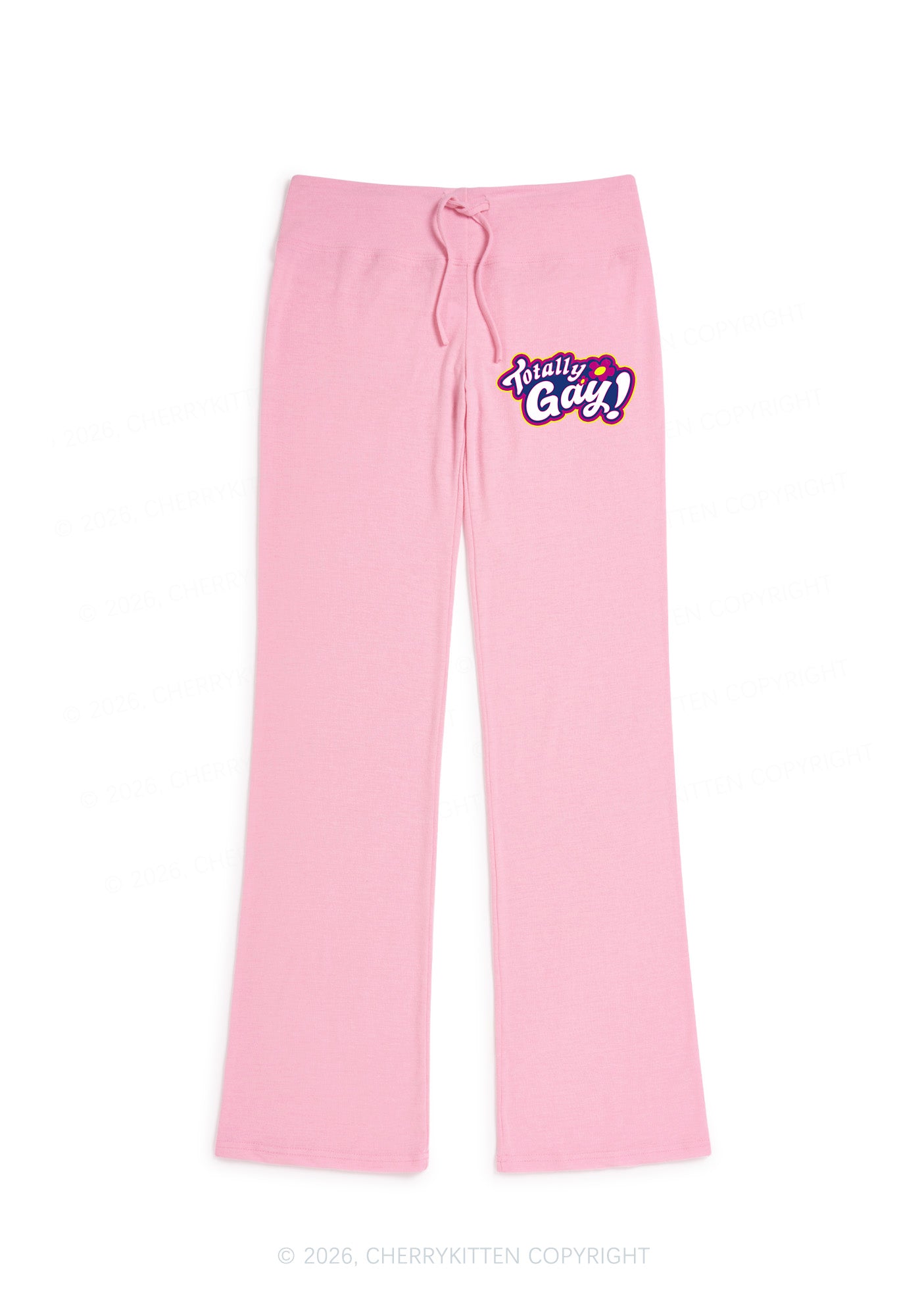 Totally Gay Pride Y2K Low Rise Drawstring Flare Pants Cherrykitten