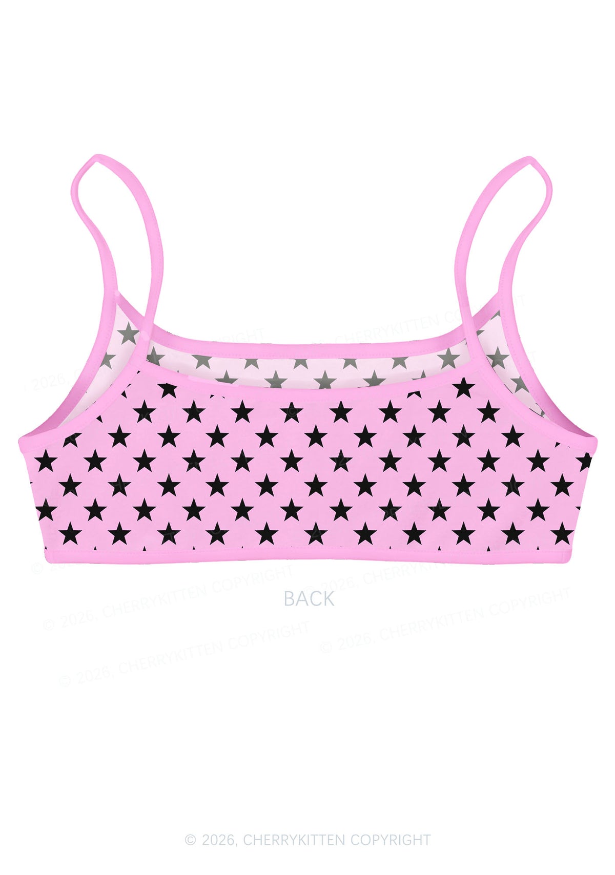 Black Star On Pink Y2K Print Super Crop Cami Cherrykitten