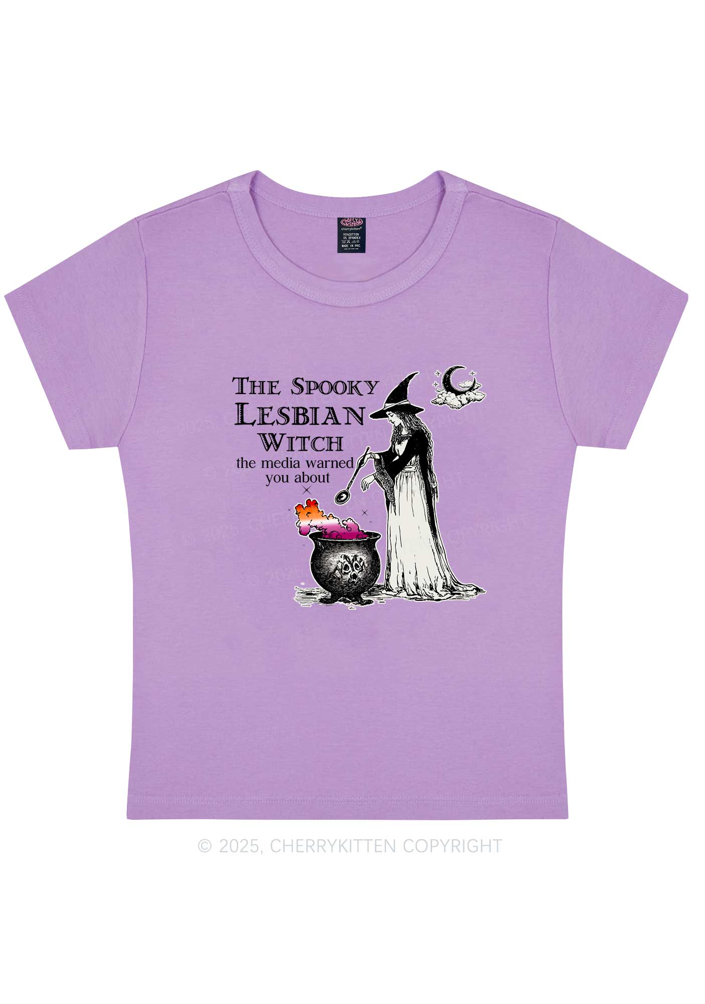 The Spooky Lesbian Witch Y2K Baby Tee Cherrykitten