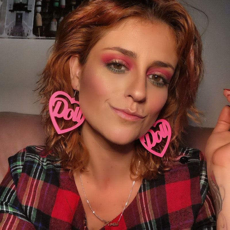 Pink Heart Doll Y2K Earrings Cherrykitten