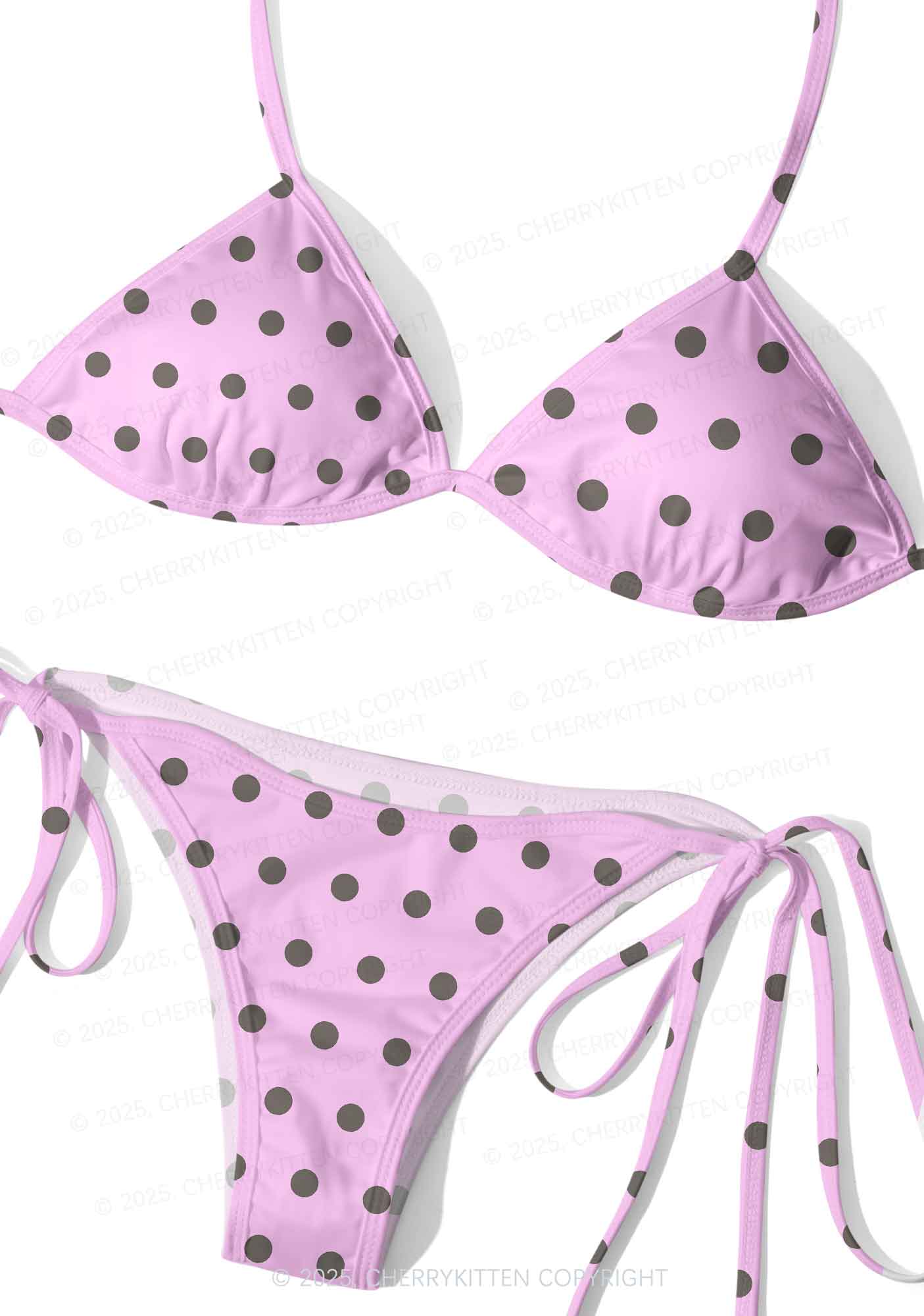Dotty Pink Y2K Print Bikini Set Cherrykitten