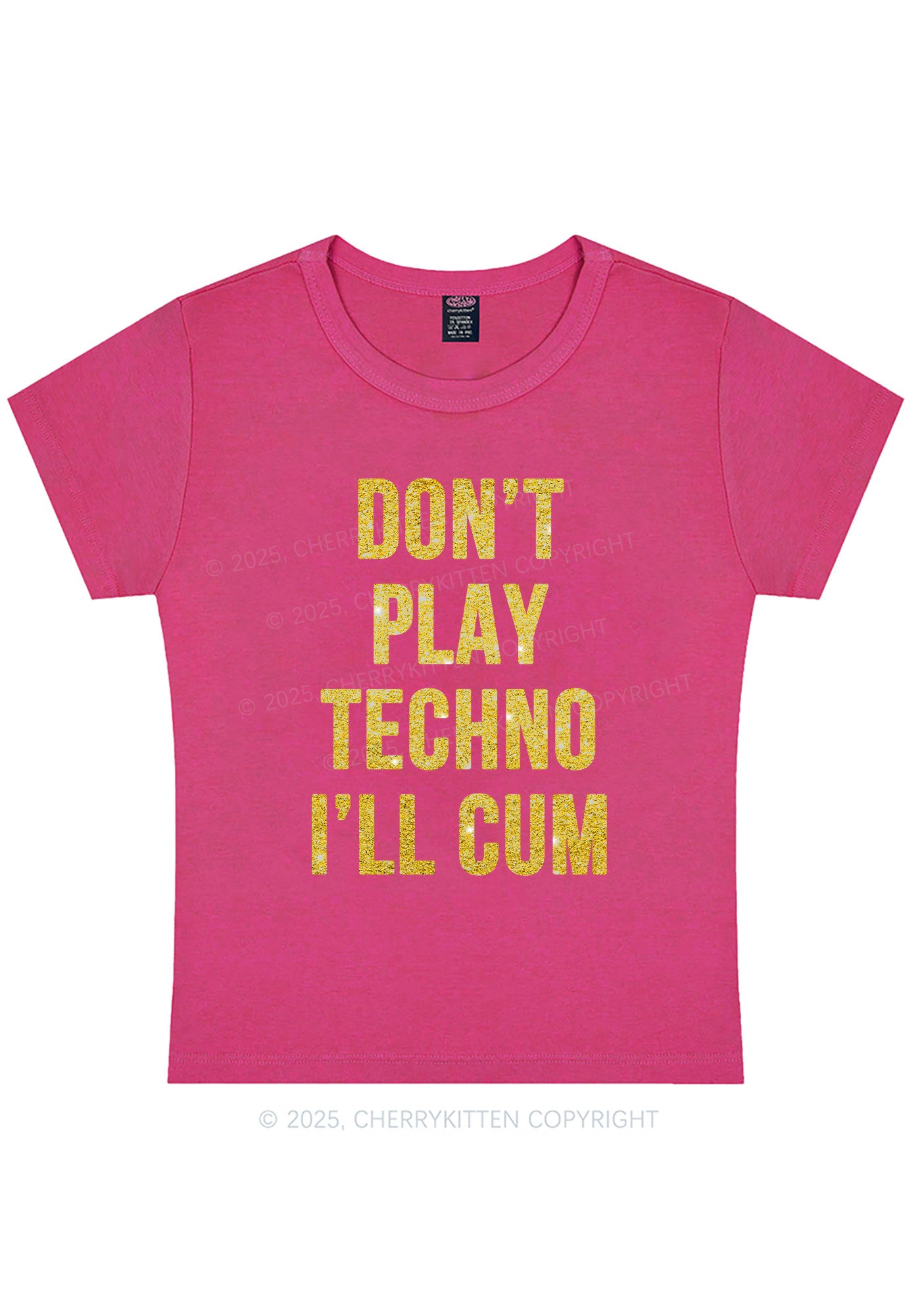 Glitter Dont Play Techno Y2K Baby Tee Cherrykitten