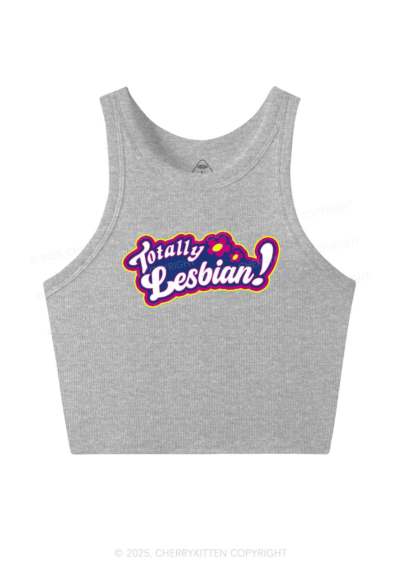 Totally Lesbian Pride Y2K Crop Tank Top Cherrykitten