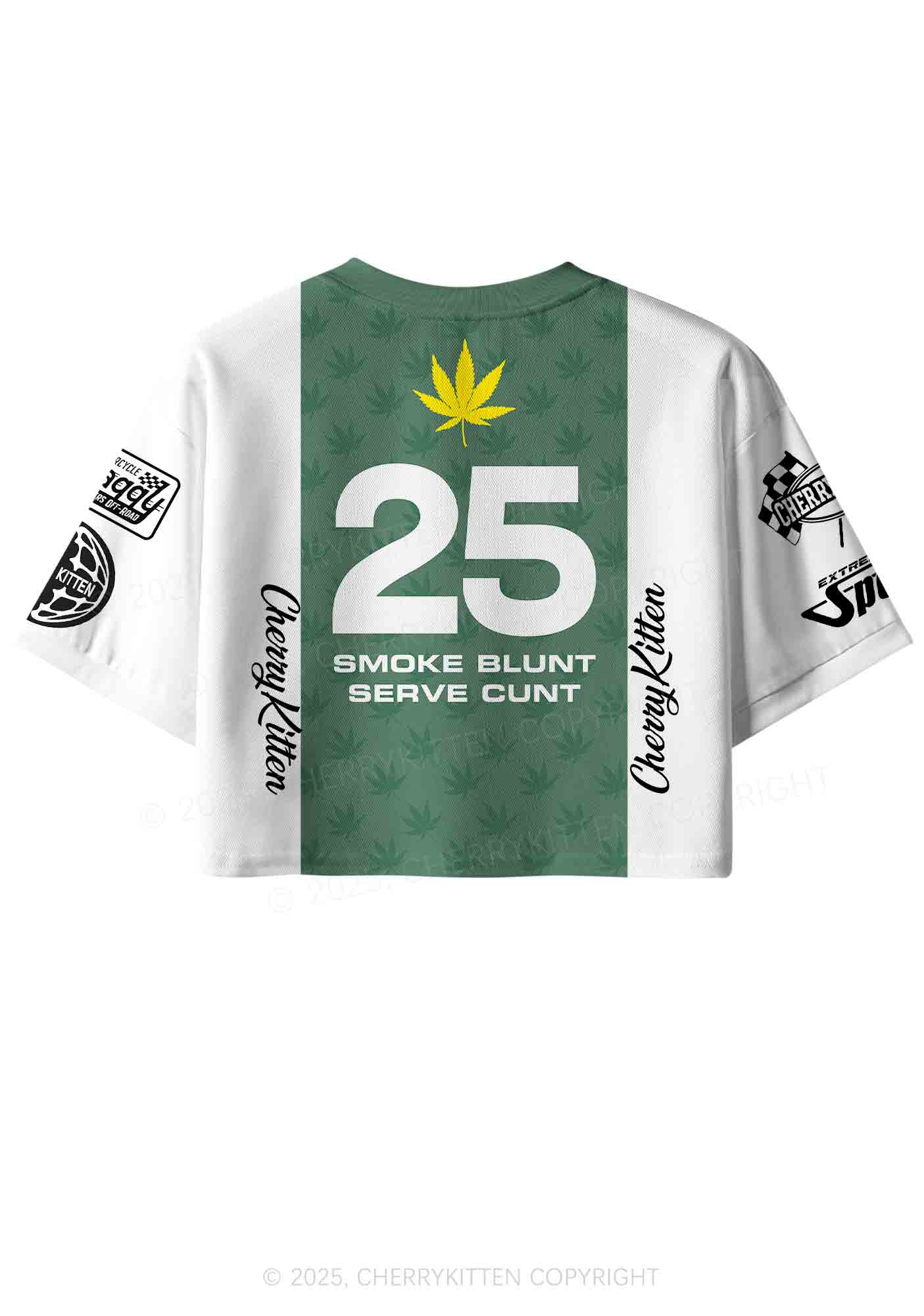 Custom Green Racing Smoke Blunt Y2K Crop Sport Jersey Shirts Cherrykitten