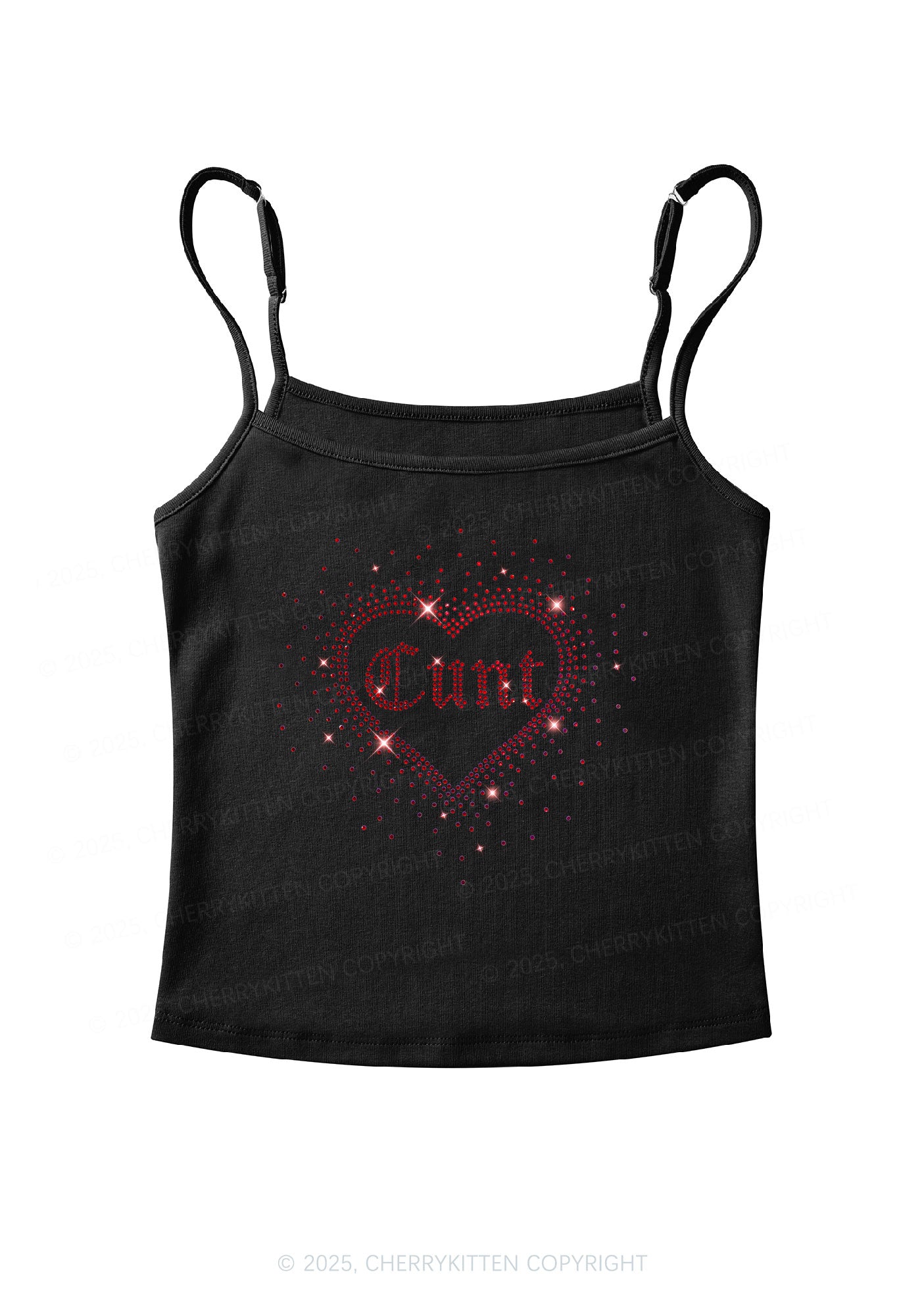 Rhinestone Love Cxxt Y2K Spaghetti Strap Cami Cherrykitten