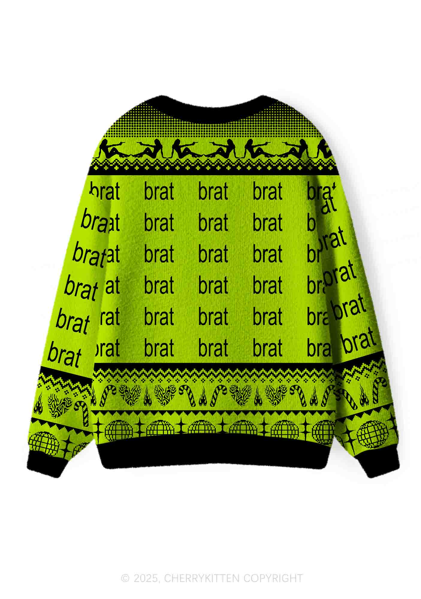 Green Brat Y2K Christmas Cardigan Knit Sweatshirt Cherrykitten