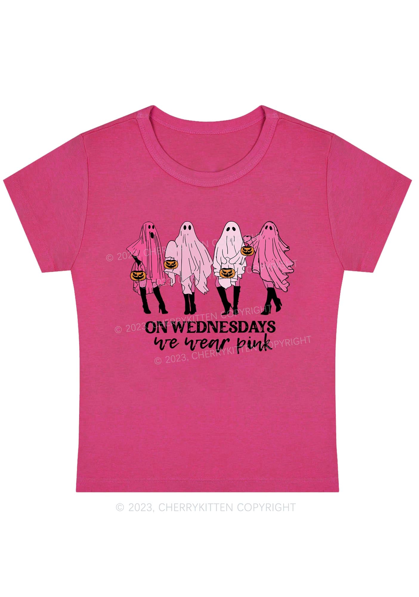 On Wednesday We Wear Pink Ghost Halloween Baby Tee Cherrykitten