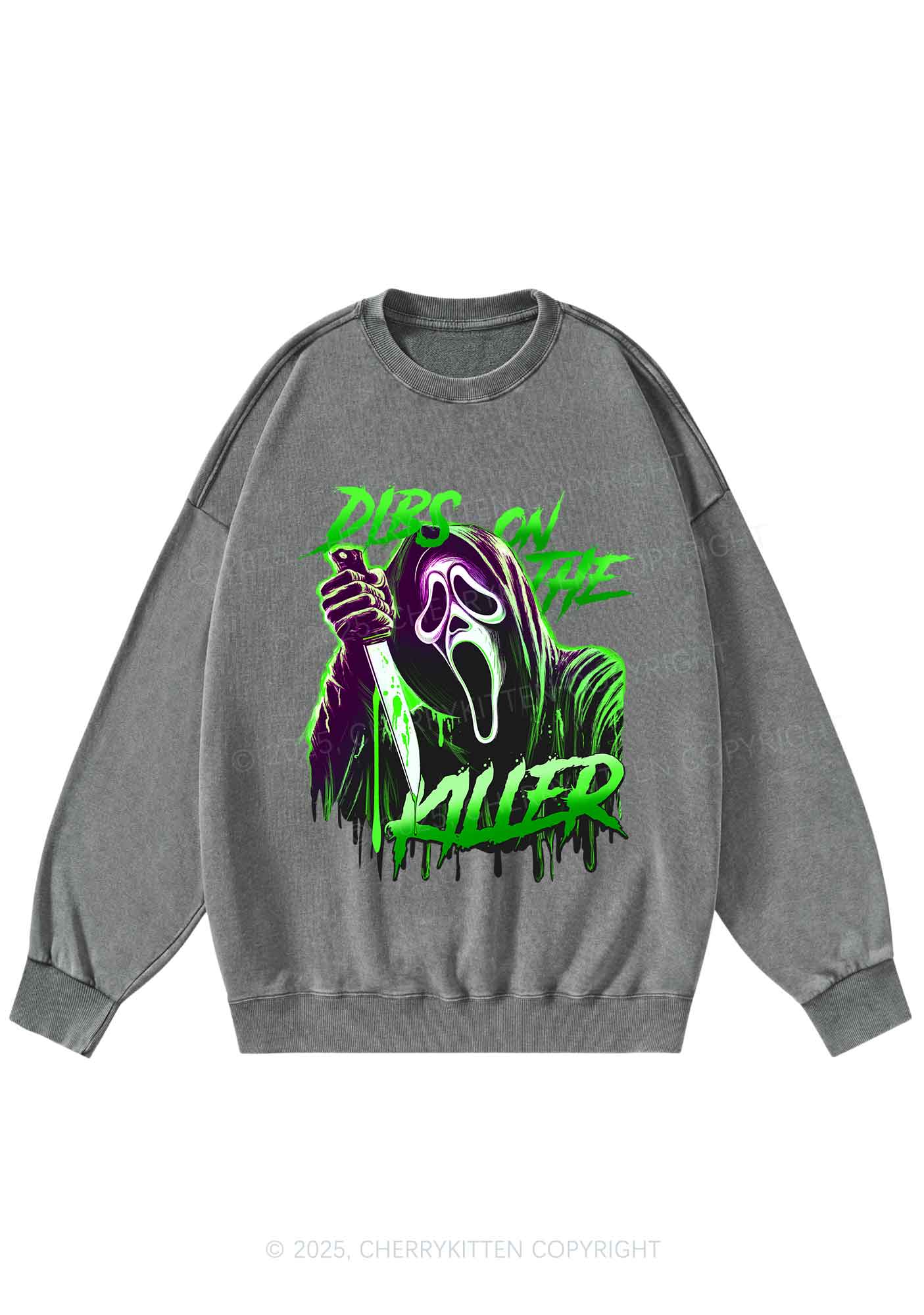 Halloween Dibs On The Killer Y2K Washed Sweatshirts Cherrykitten