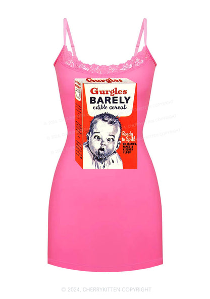 Gurgles Barely Edible Cereal Y2K Lace Slip Dress Cherrykitten