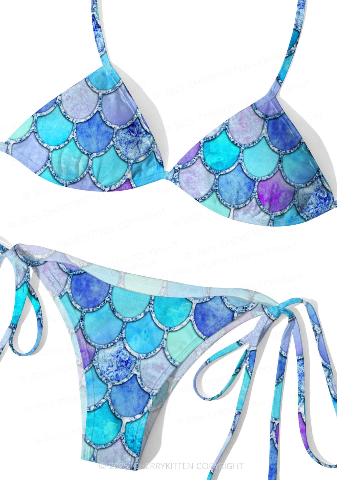 Colorful Fish Scales Y2K Print Bikini Set Cherrykitten