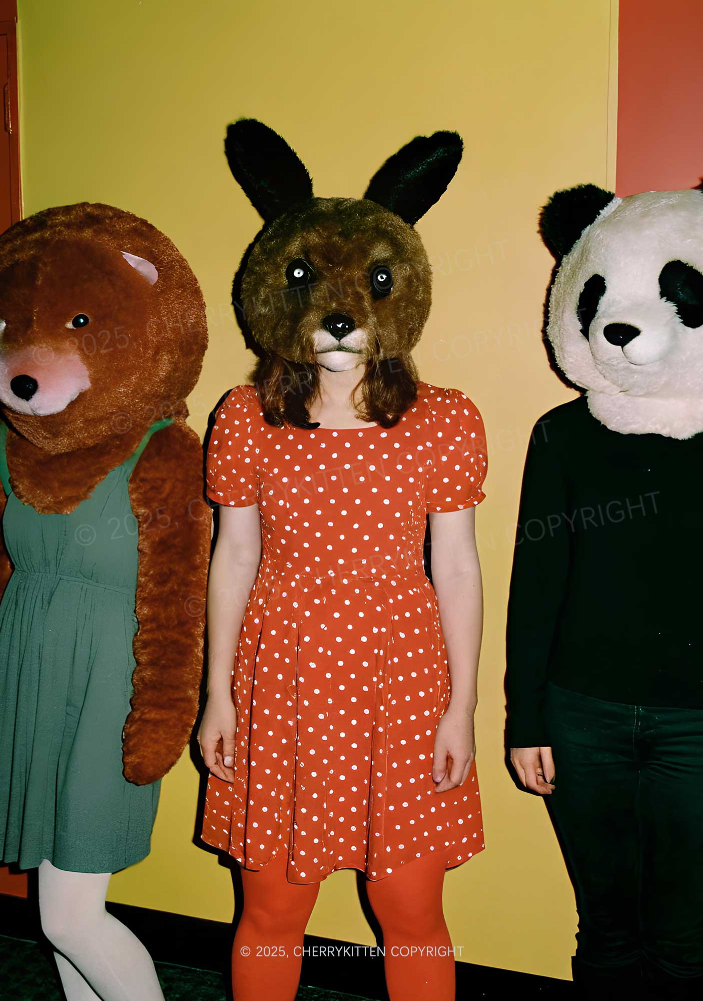 Rabbit Mask Girl Y2K Print Midi Skirt Cherrykitten