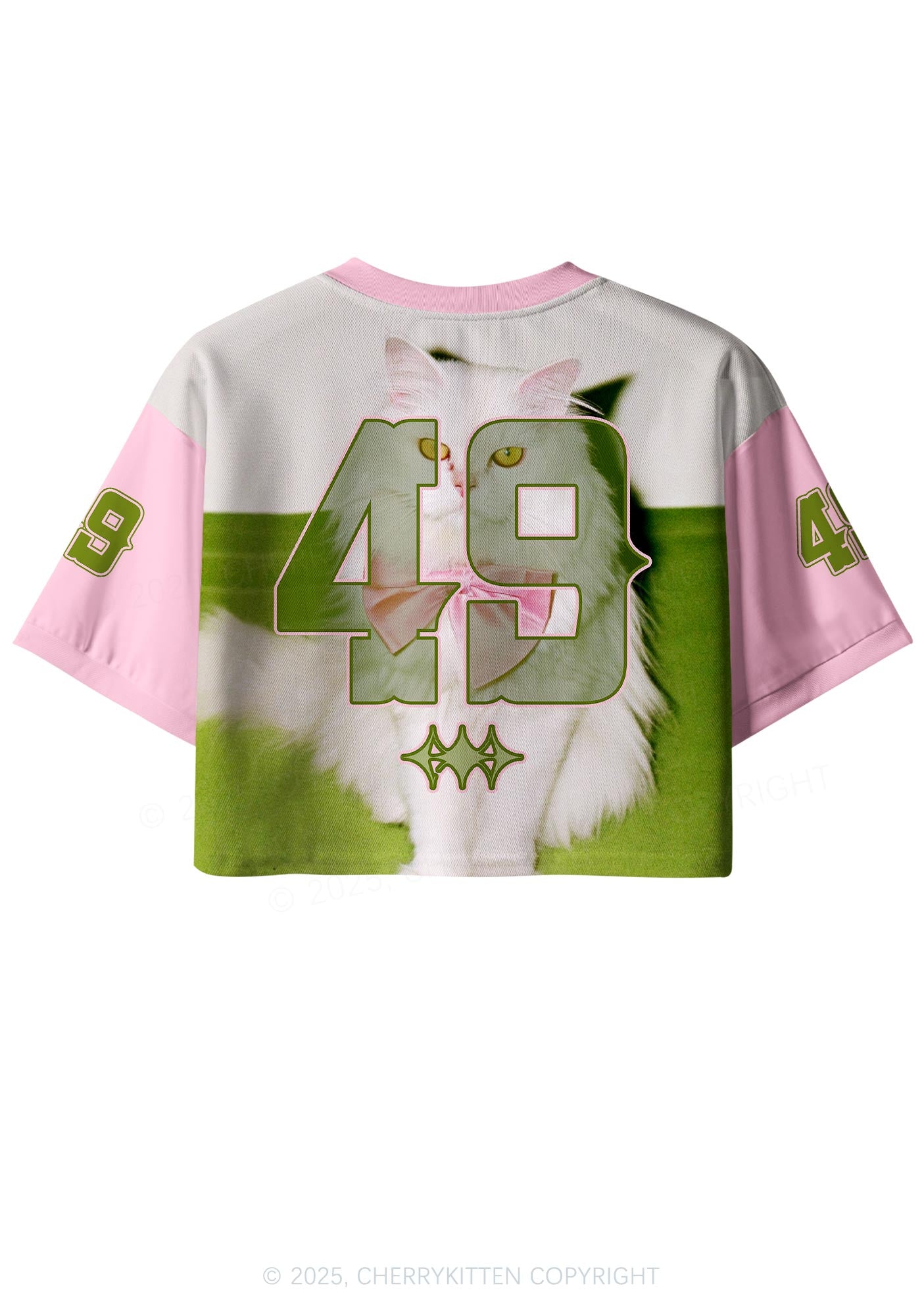 Custom Pink Bow Cat Y2K Crop Sport Jersey Shirts Cherrykitten