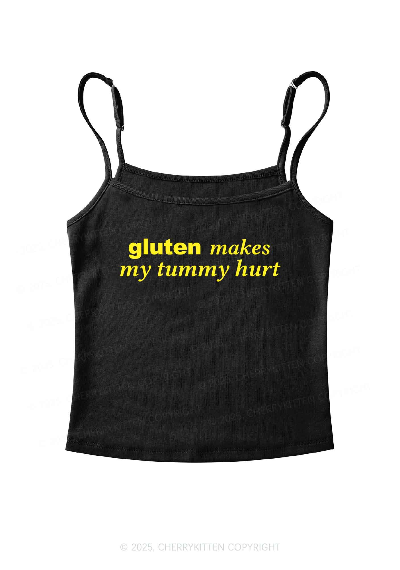 Gluten Makes Tummy Hurt Y2K Spaghetti Strap Cami Cherrykitten