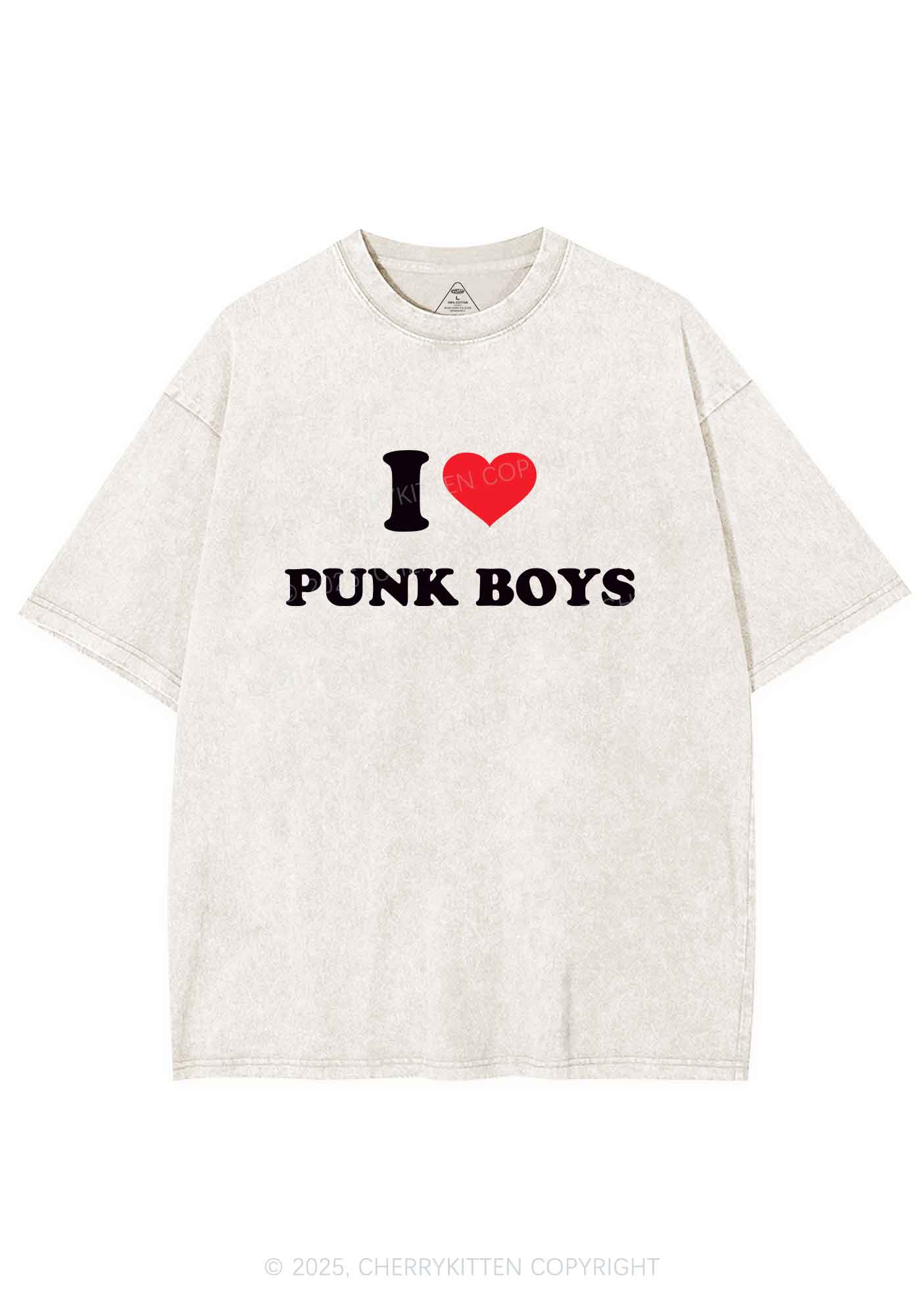 I Love Punk Boys Y2K Shirts Washed Tee Cherrykitten