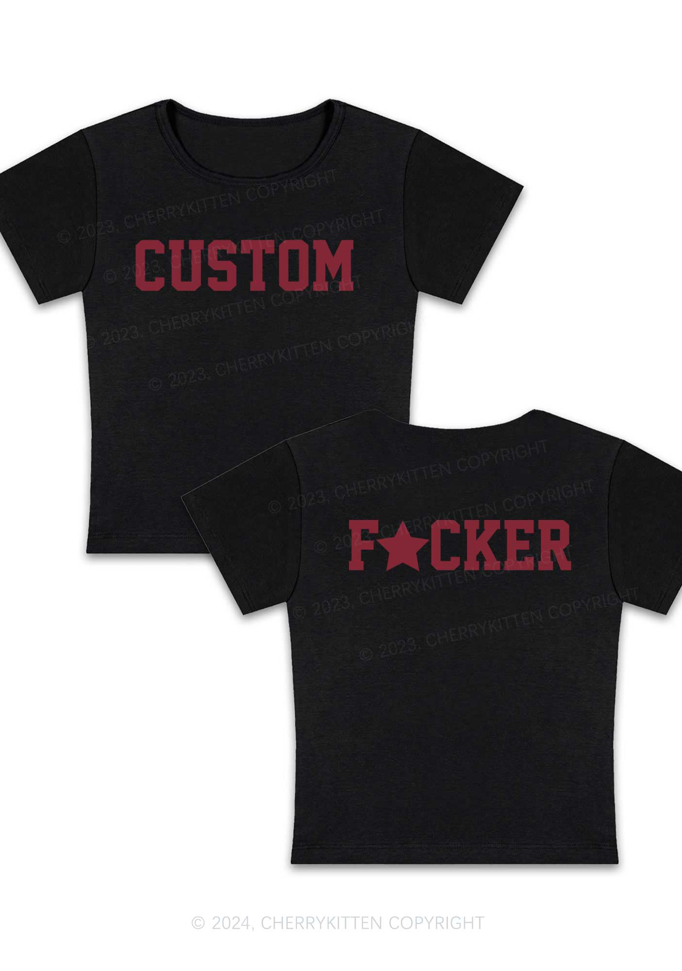 Custom fxcker Two Sides Y2K Baby Tee Cherrykitten