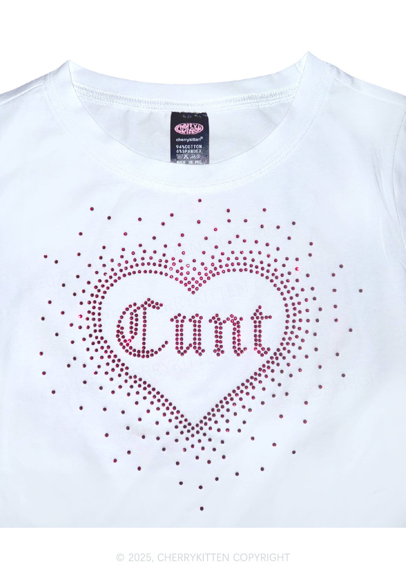 Rhinestone Love Cxxt Y2K Baby Tee Cherrykitten