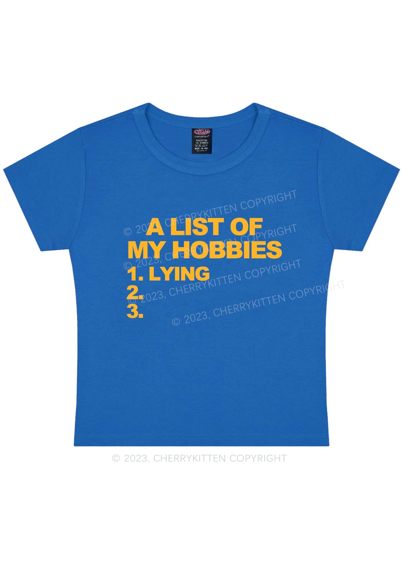 A List Of My Hobbies Lying Y2K Baby Tee Cherrykitten