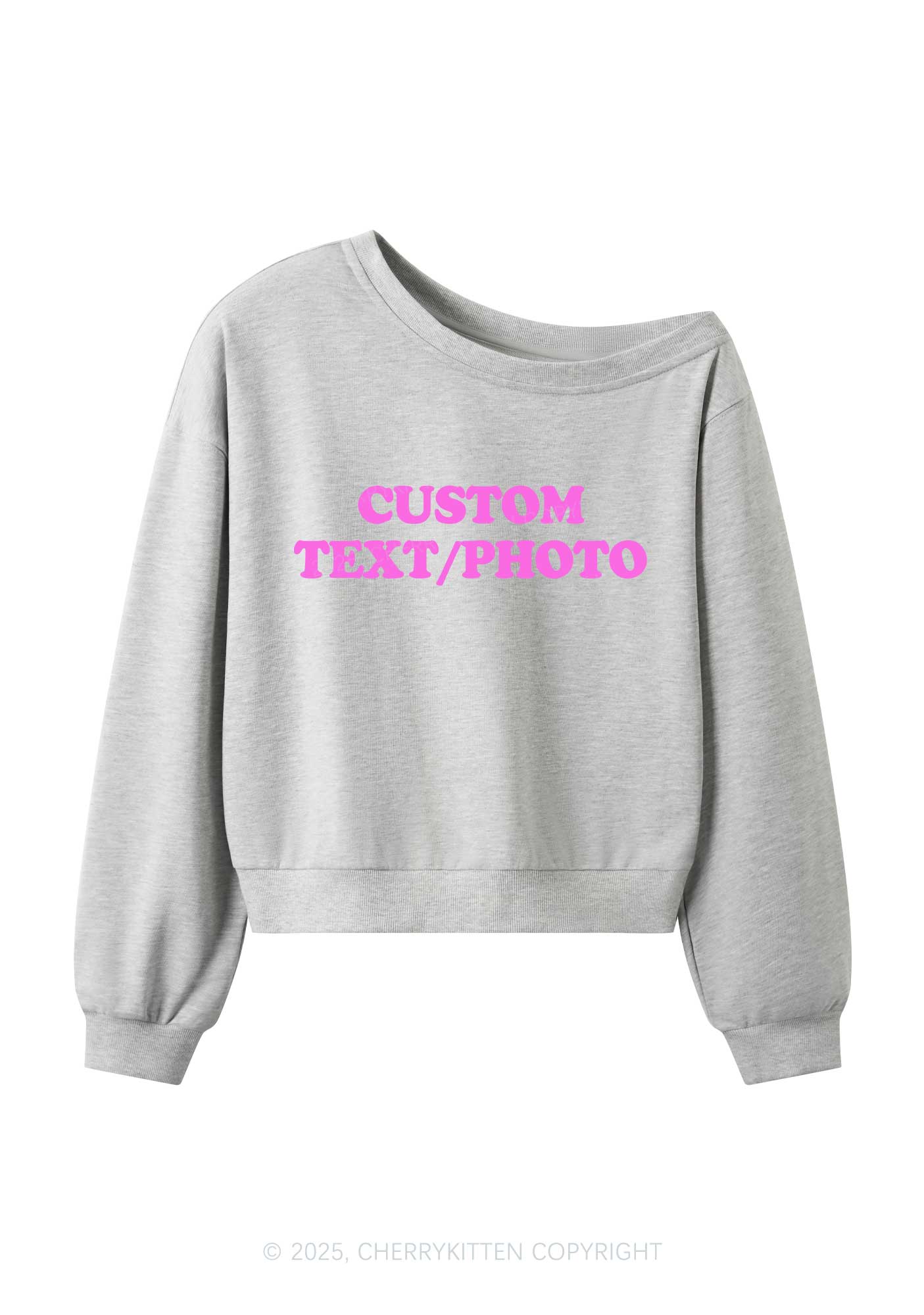Custom Personalized Text Y2K Off Shoulder Sweatshirts Cherrykitten