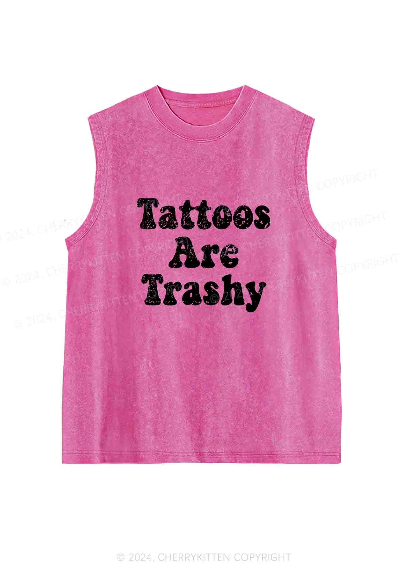 Tattoos Are Trashy Y2K Washed Tank Cherrykitten