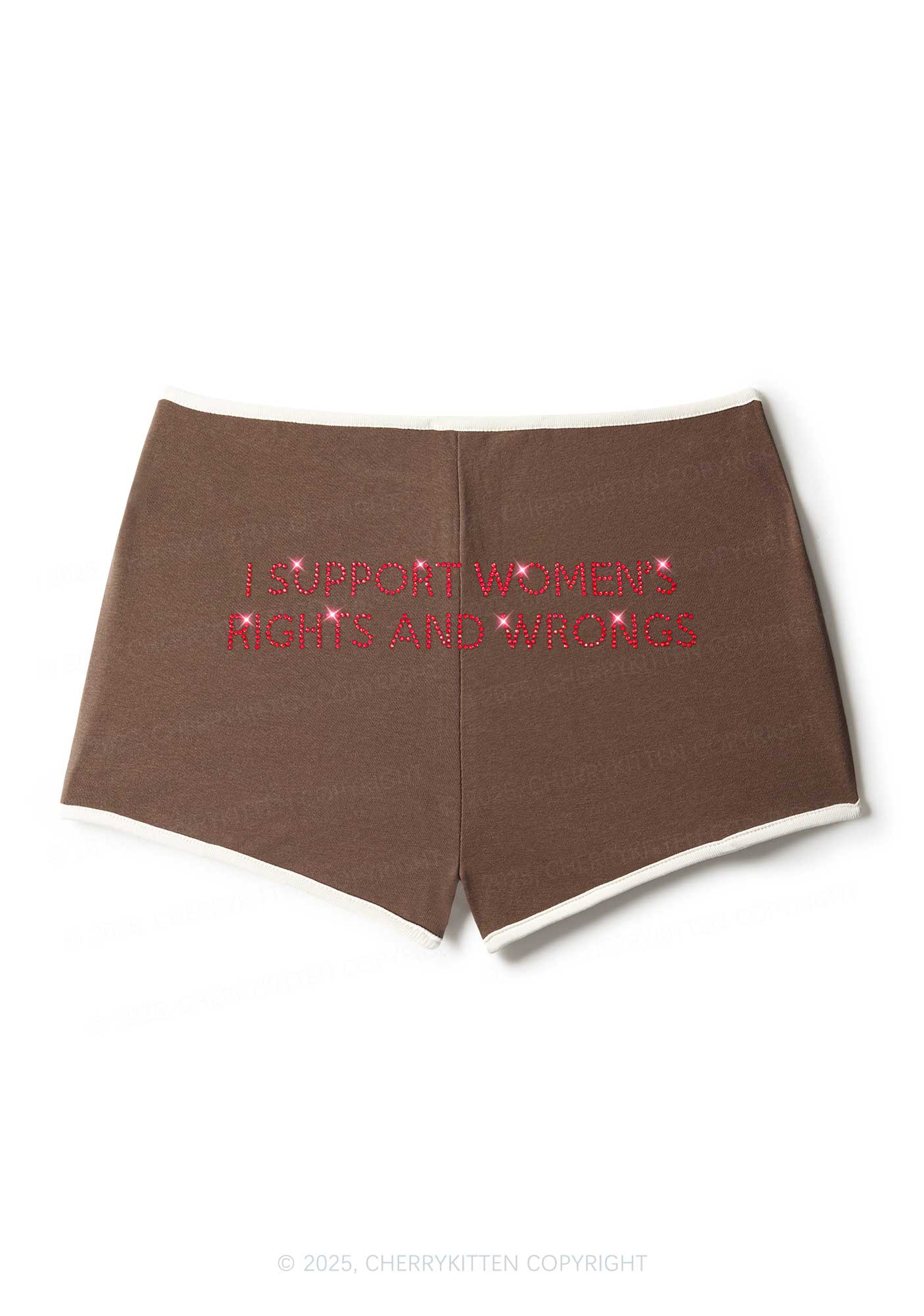 Rhinestone I Support Women Y2K Booty Shorts Cherrykitten