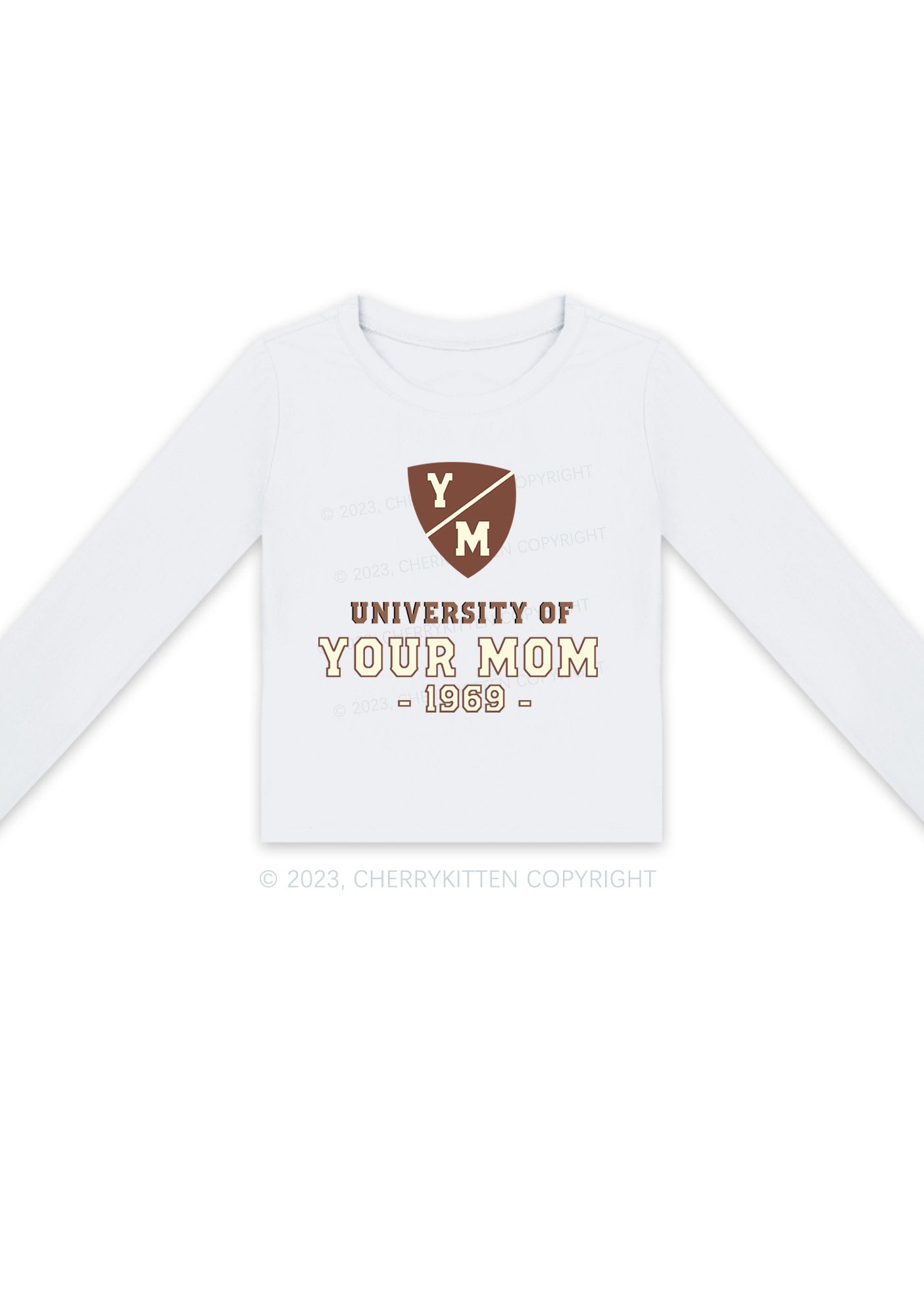 University Of Your Mom 1969 Long Sleeve Crop Top Cherrykitten