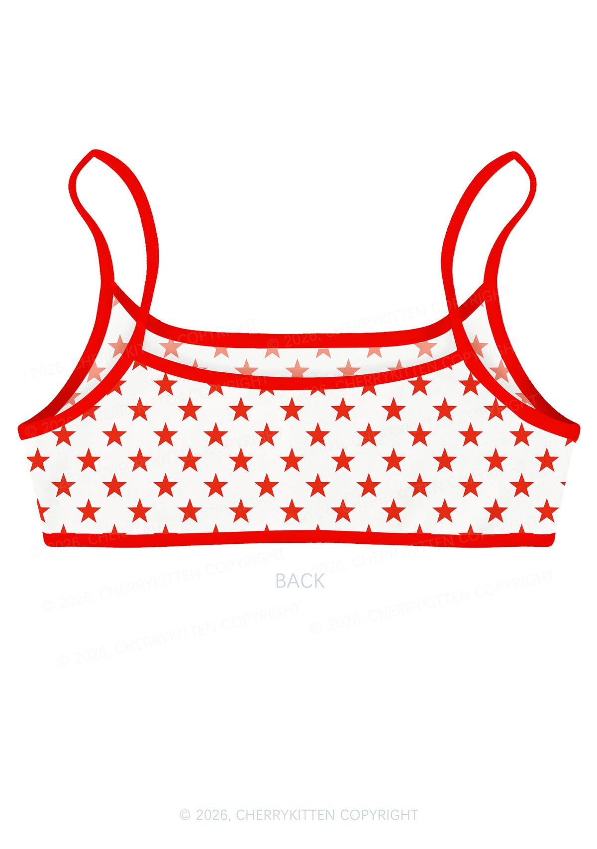 Red Slxt Star Y2K Print Super Crop Cami Cherrykitten