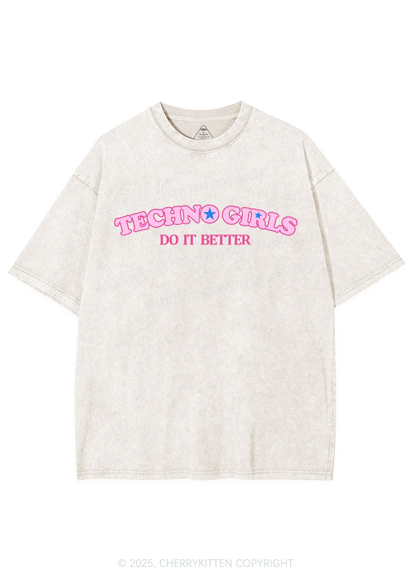 Techno Girl Do Better Y2K Shirts Washed Tee Cherrykitten