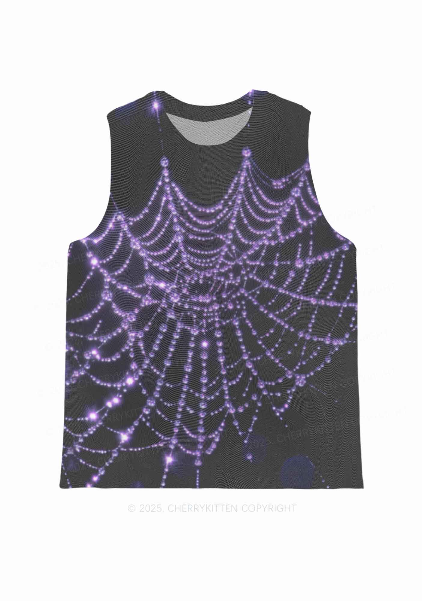 Glistening Spiderweb Y2K Mesh Muscle Tank Cherrykitten