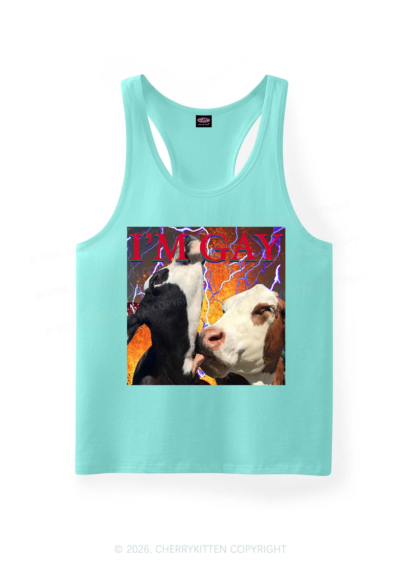 Gay Cow Play Pride Y2K Men Racerback Tank Top Cherrykitten