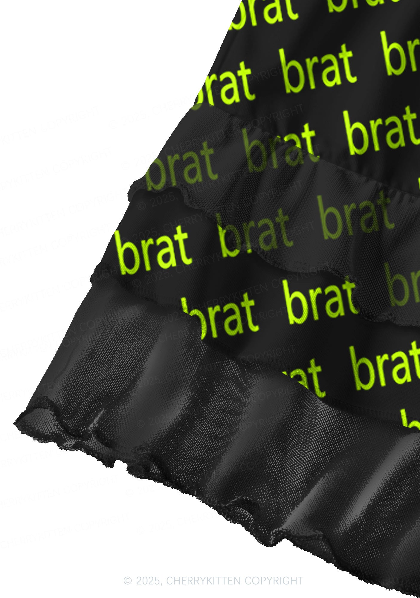 Green Brat Y2K Print Mini Layered Skirt Cherrykitten