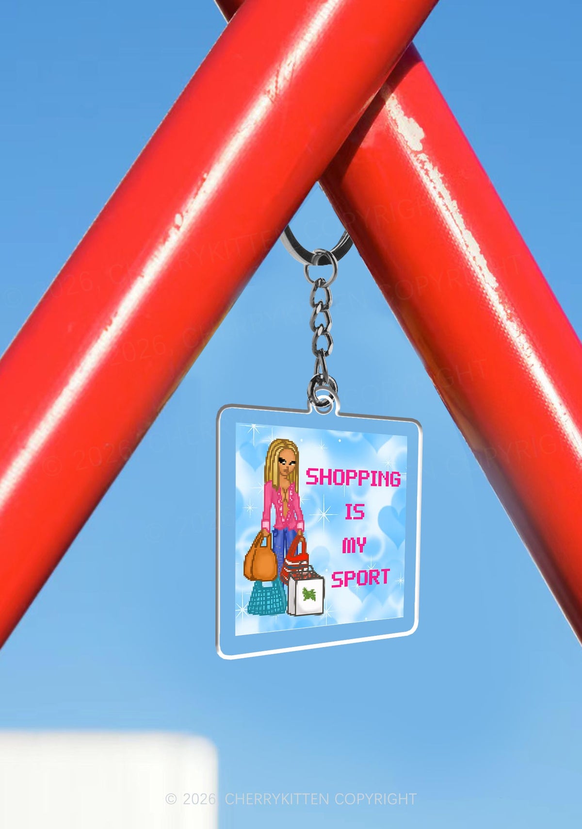 Shopping Is My Sport 1Pc Y2K Keychain Cherrykitten