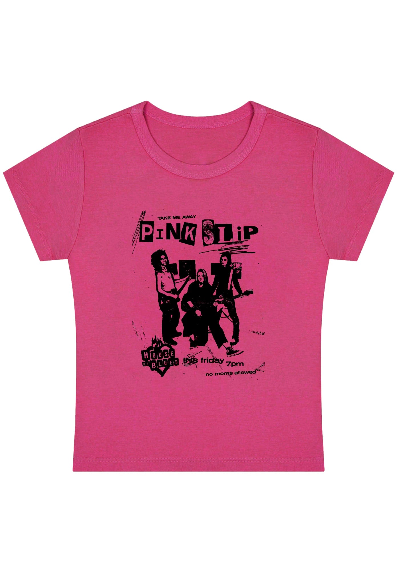 Curvy Pink Slip Take Me Away Baby Tee