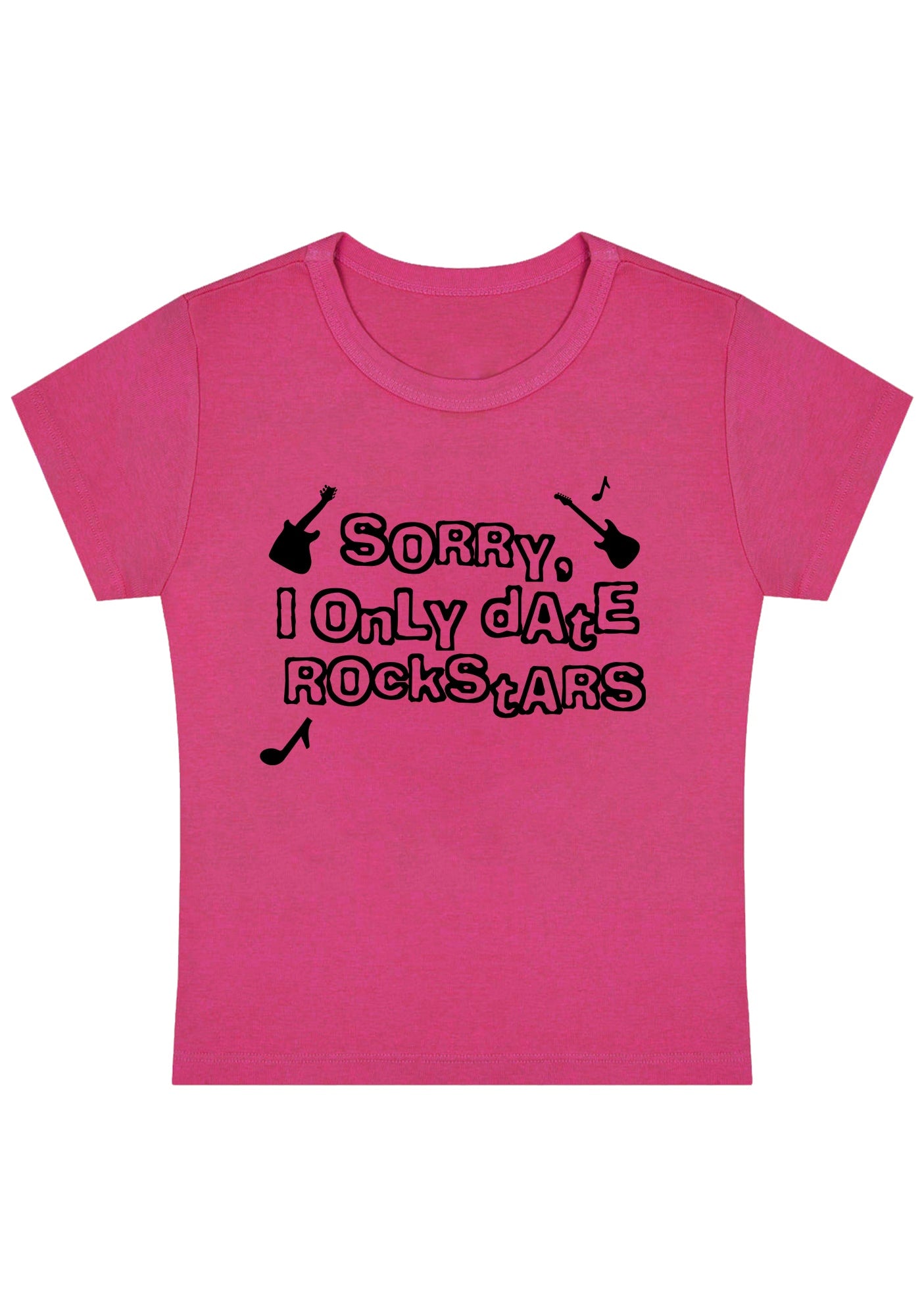 Curvy Only Date Rockstars Guitars Baby Tee