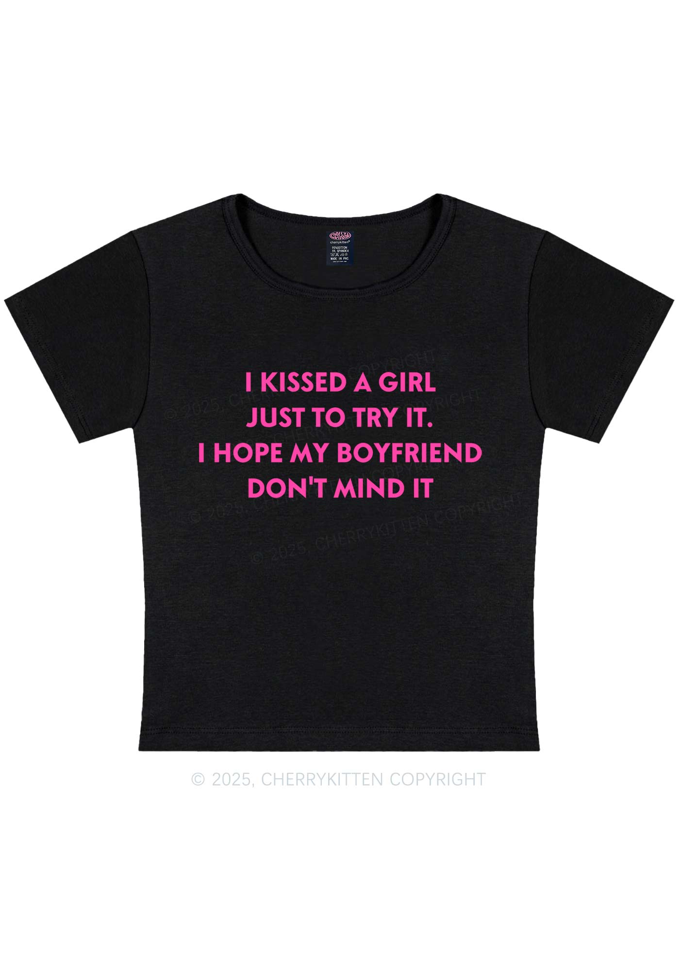 I Just Kissed A Girl Pride Y2K Baby Tee Cherrykitten
