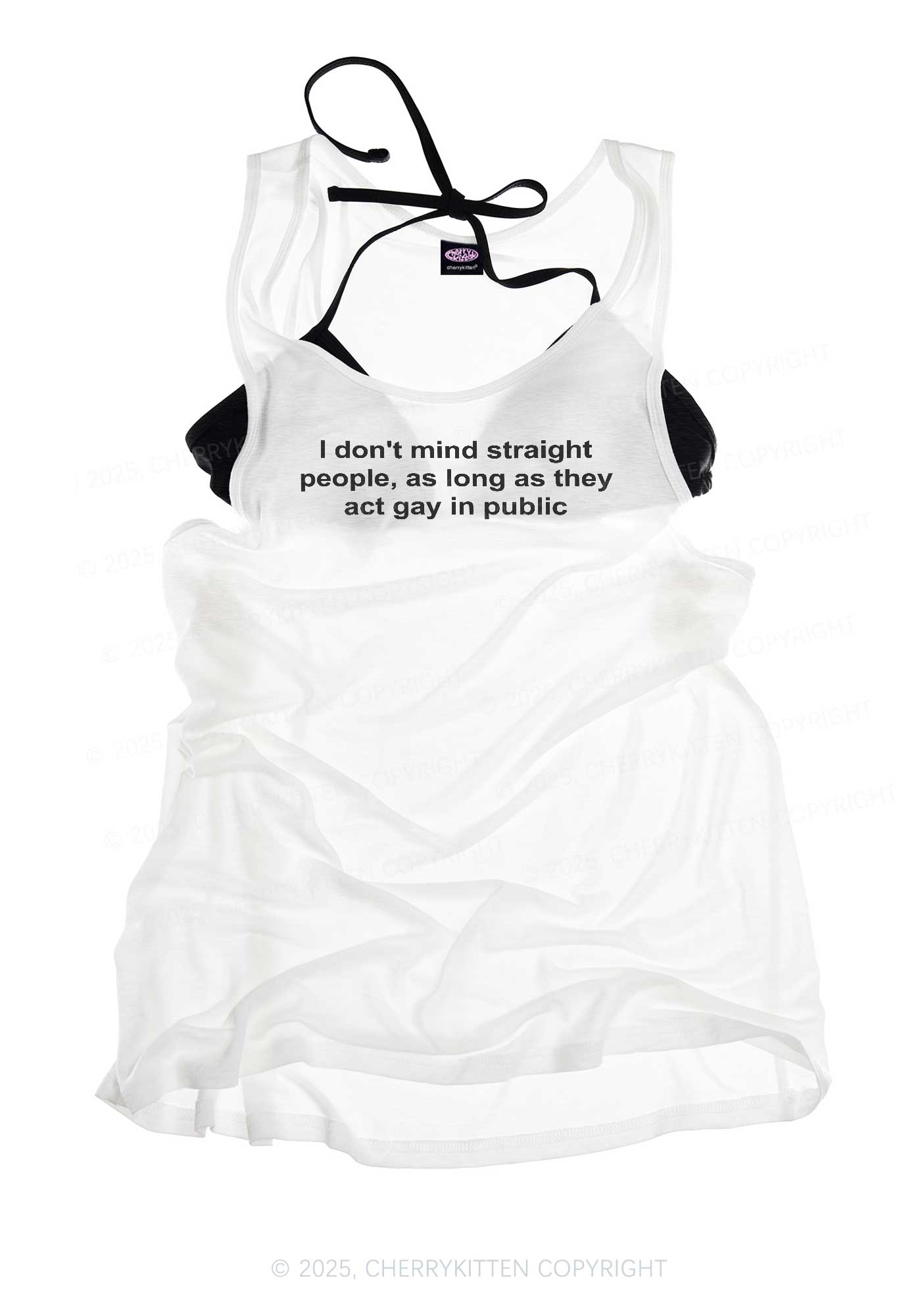 Act Gay In Public Pride Y2K Sheer Boyfriend Tank Cherrykitten