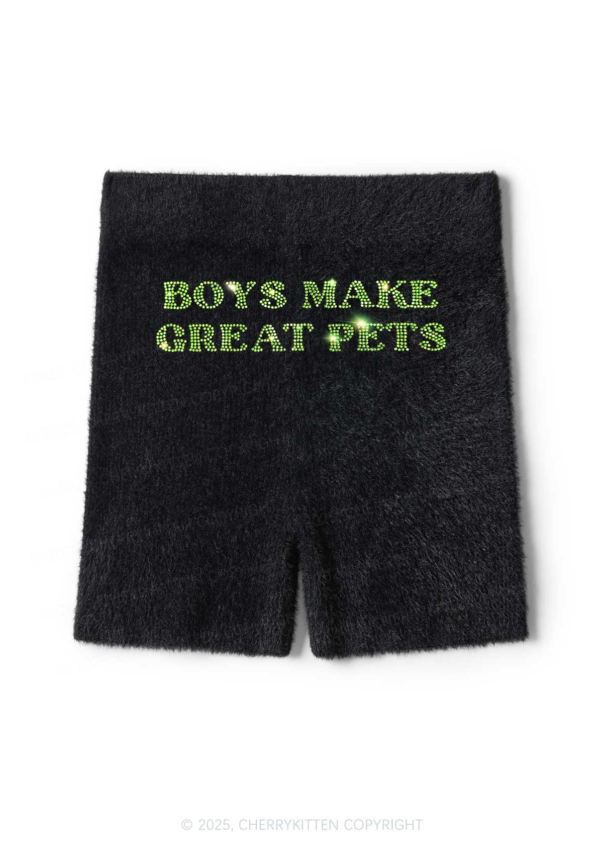 Rhinestone Boys Make Gr8 Pets Y2K Fluffy Shorts Cherrykitten