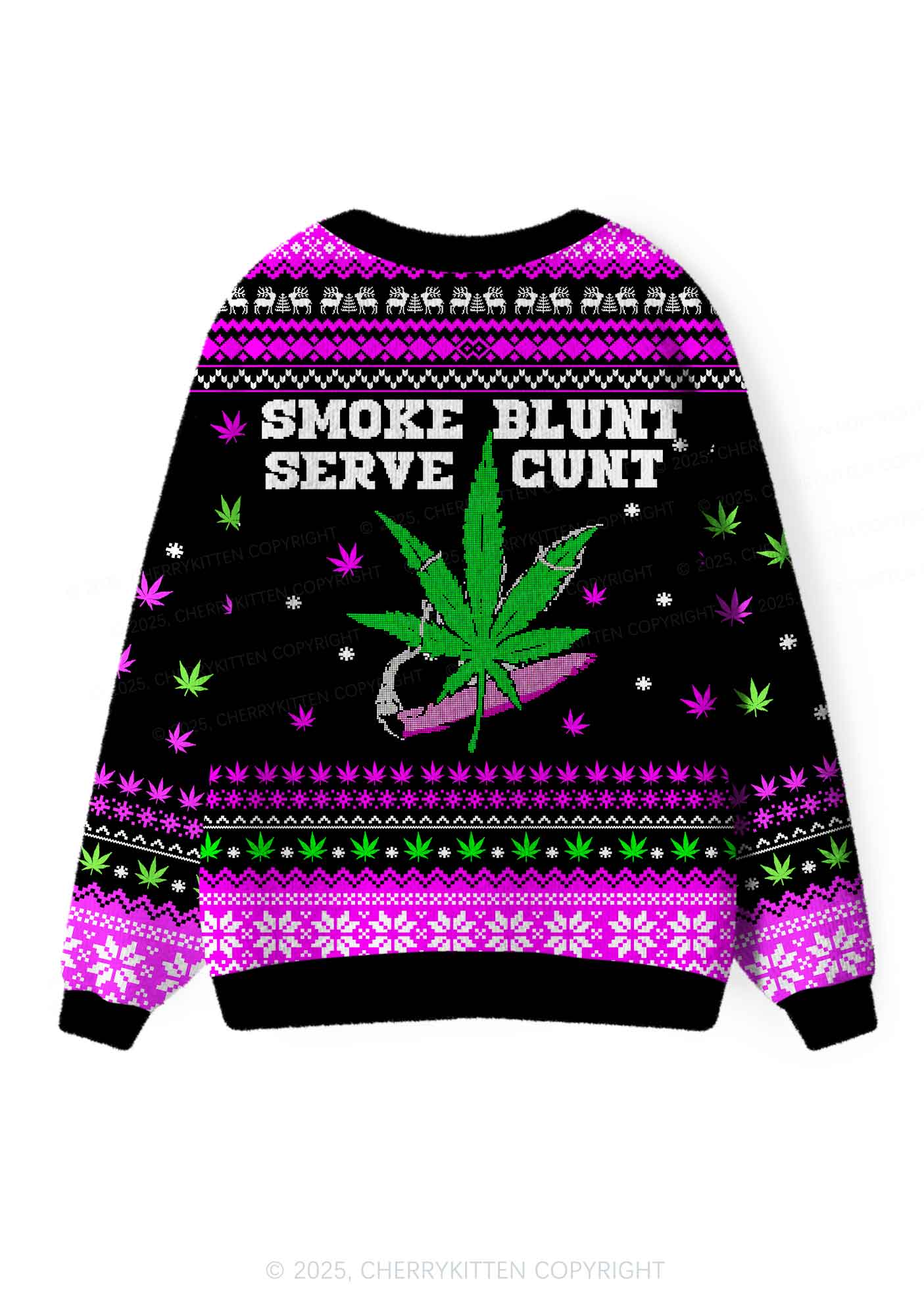 Smoke Blunt Wxxd Y2K Christmas Cardigan Knit Sweatshirt Cherrykitten