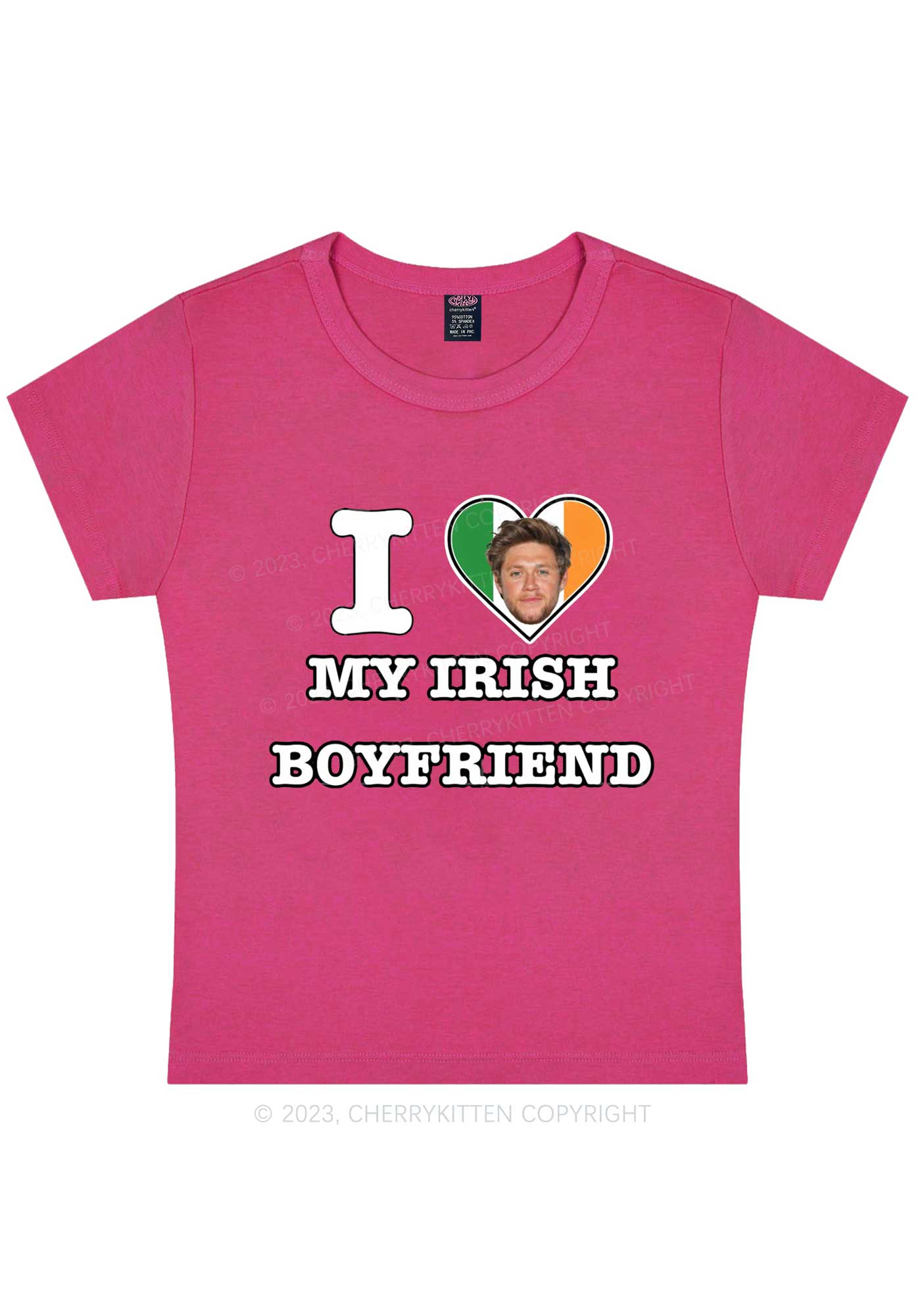 Custom Irish Boyfriend Photo St Patricks Y2K Baby Tee Cherrykitten