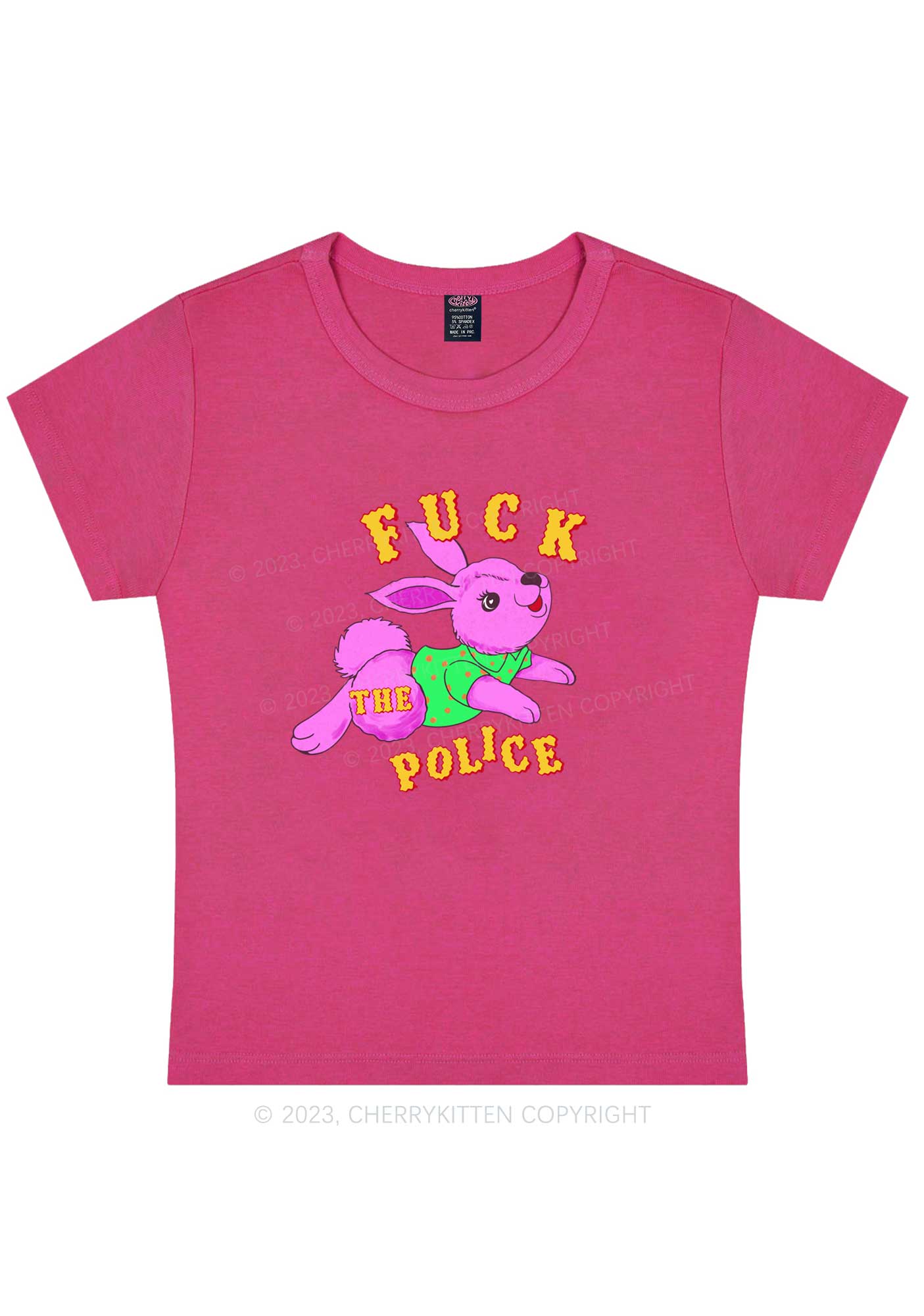 Fxxk The Police Bunny Y2K Baby Tee Cherrykitten