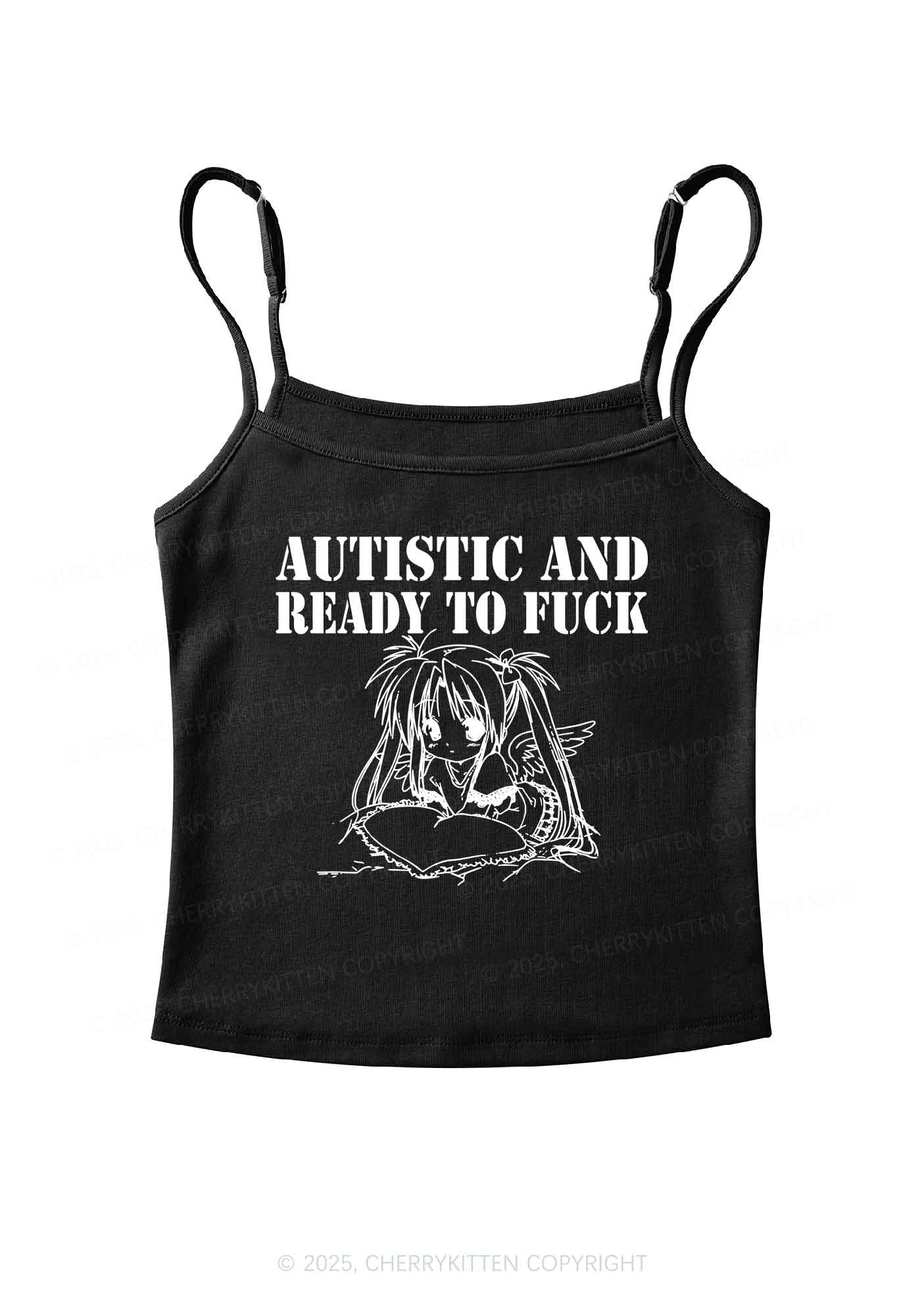 Autistic Ready To Fxxk Y2K Spaghetti Strap Cami Cherrykitten