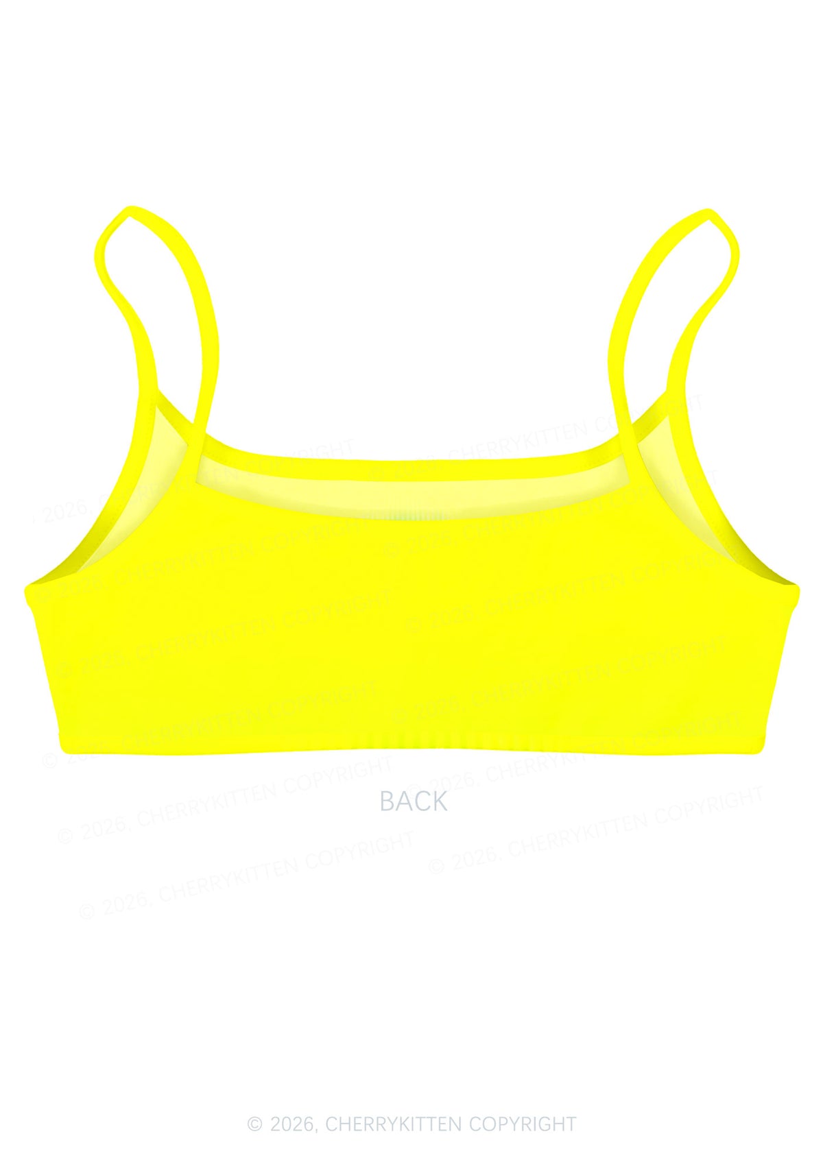 Yellow Thermal Female Body Y2K Print Super Crop Cami Cherrykitten