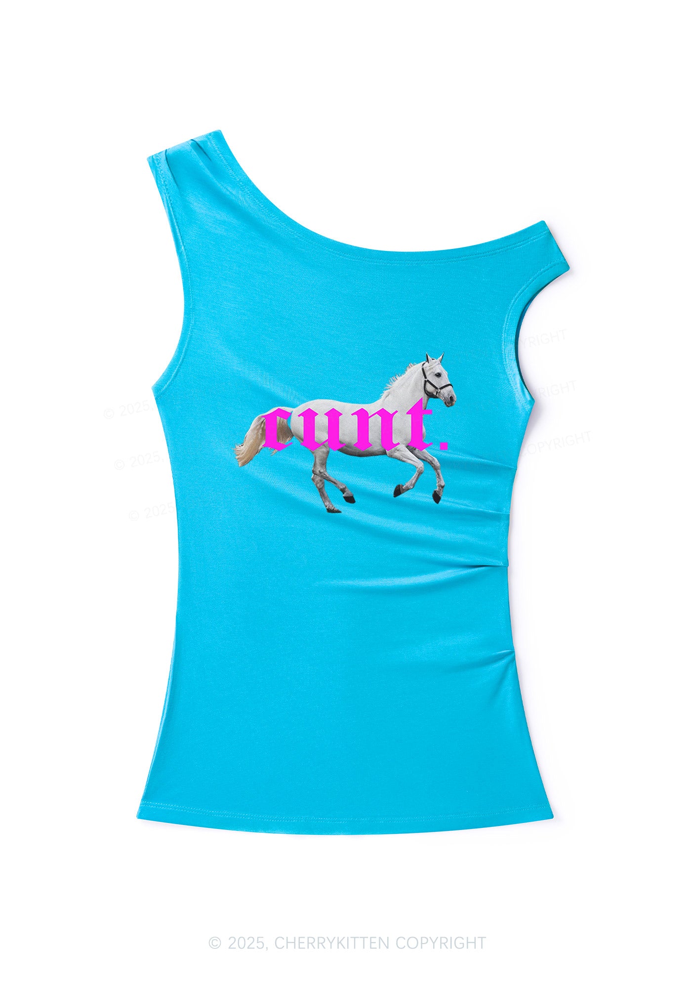 Cxxt Horse Y2K Off Shoulder Tank Top Cherrykitten