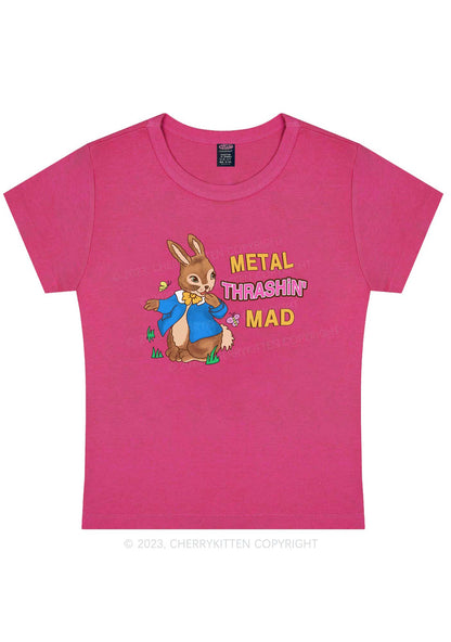 Metal Thrashin' Mad Bunny Y2K Baby Tee Cherrykitten