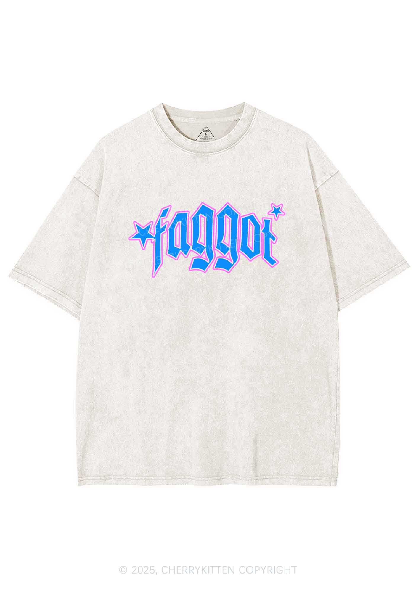 Faggot Stars Pride Y2K Shirts Washed Tee Cherrykitten
