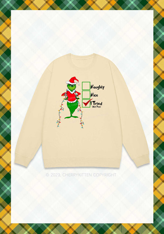 I Tried Most Days Christmas Y2K Sweatshirt Cherrykitten