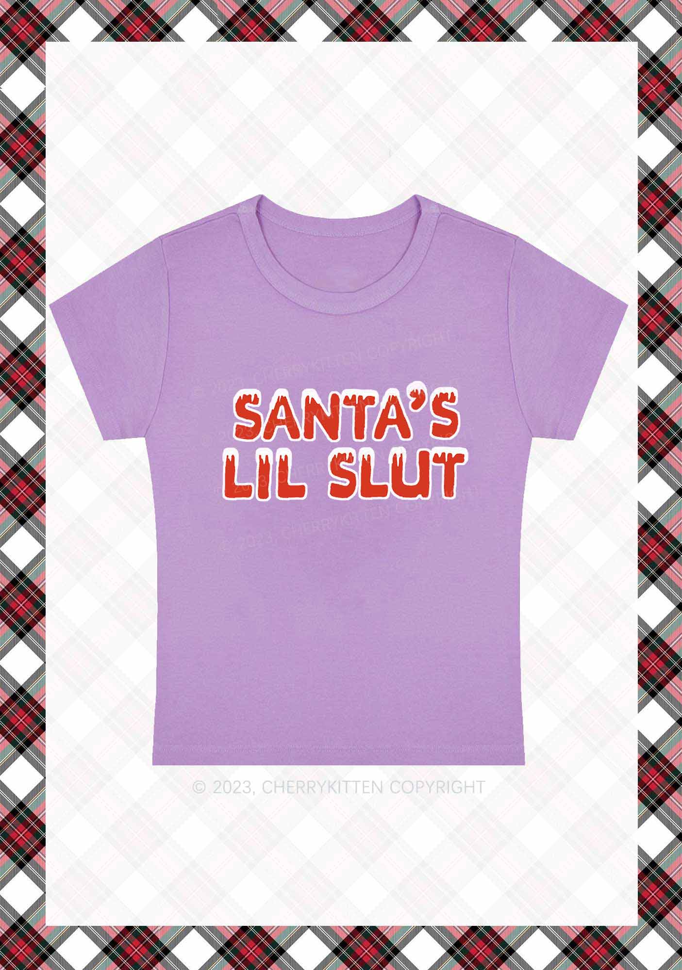 Santa's Lil Slxt Christmas Y2K Baby Tee Cherrykitten