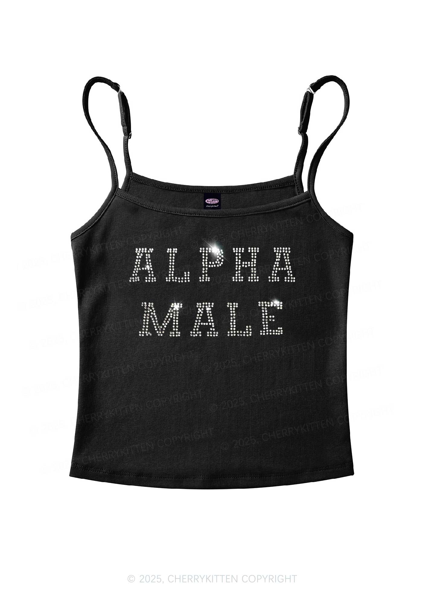 Rhinestone Alpha Male Y2K Spaghetti Strap Cami Cherrykitten